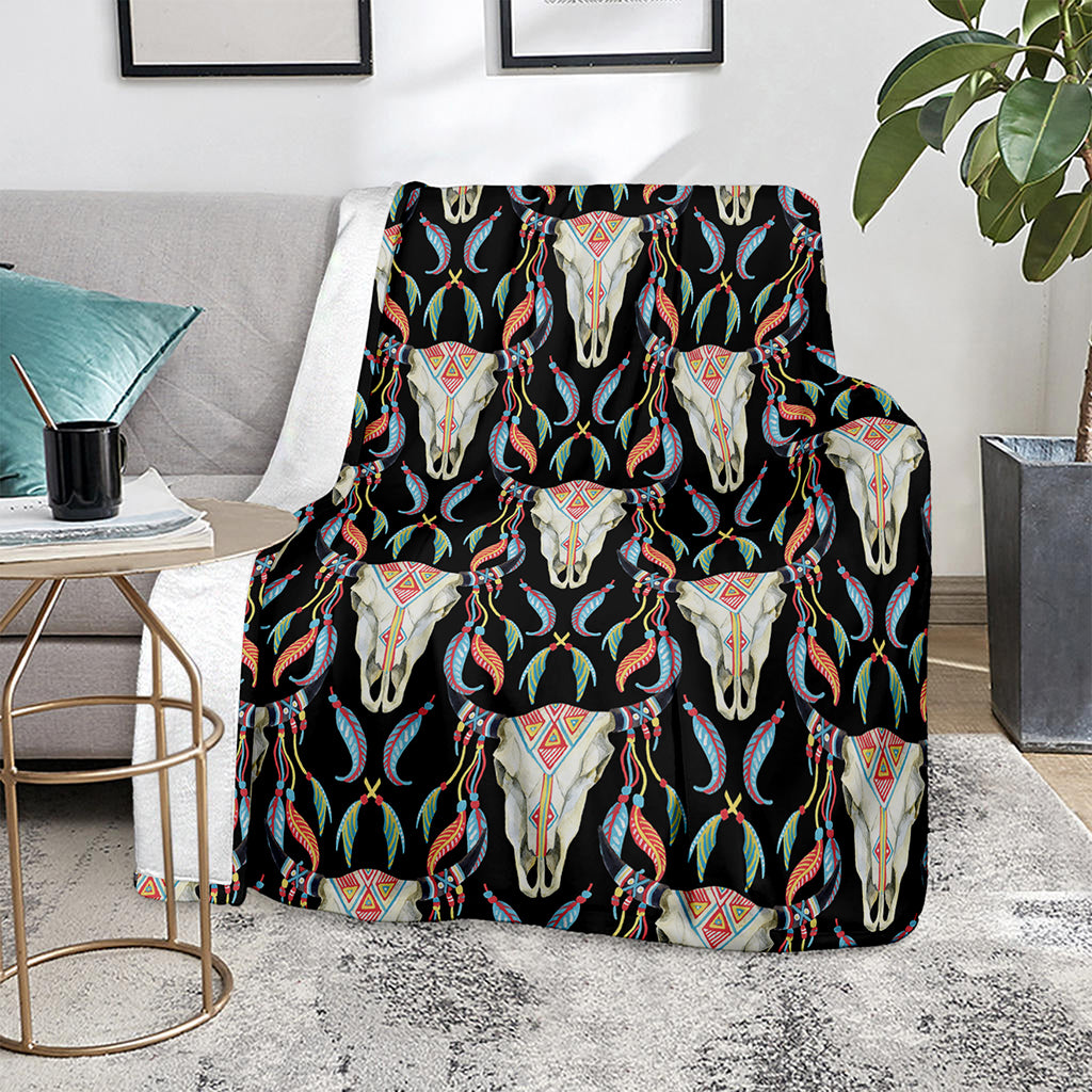 Native Buffalo Pattern Print Blanket