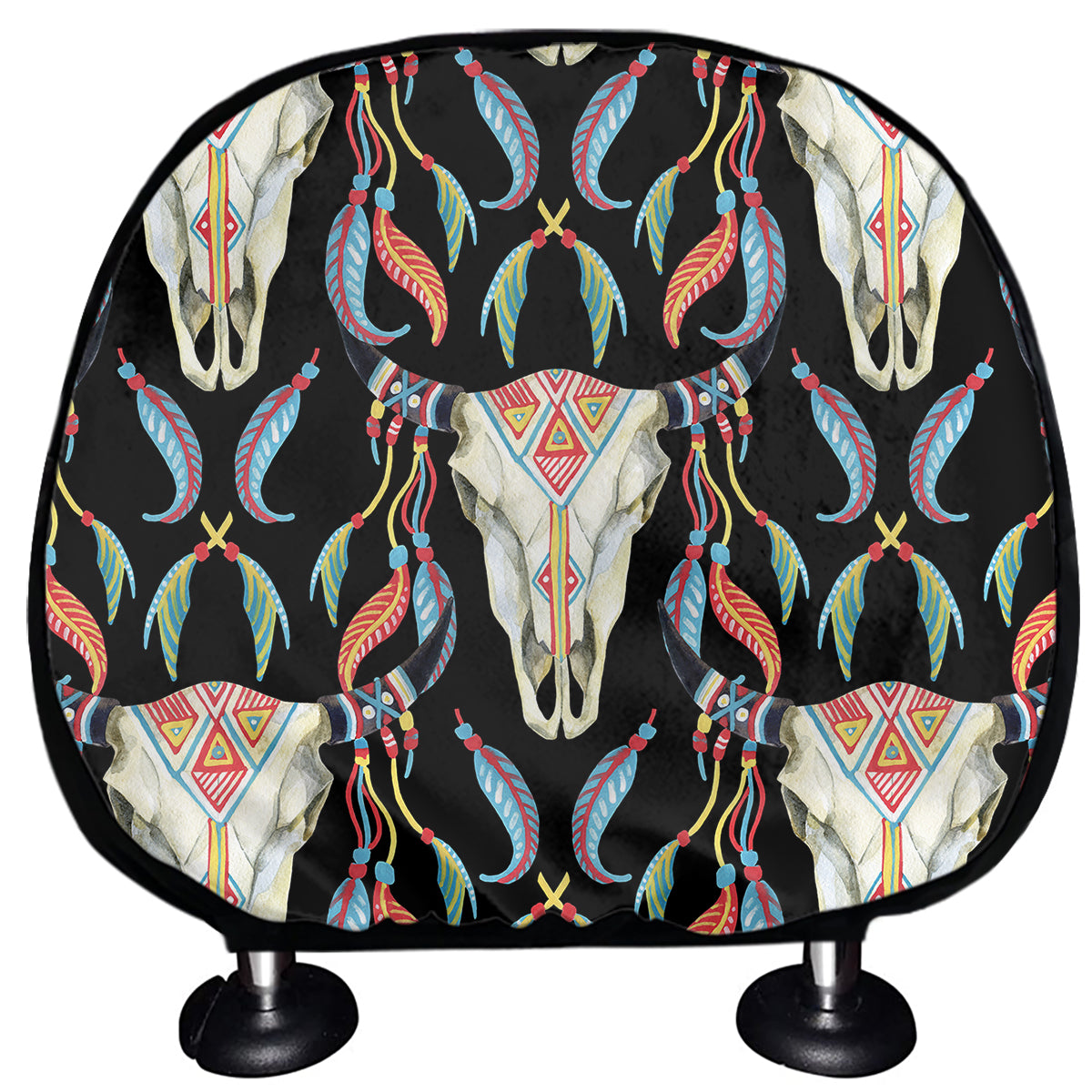 Native Buffalo Pattern Print Car Headrest Covers