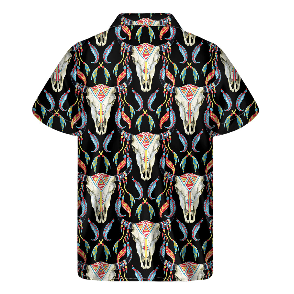 Native Buffalo Pattern Print Men's Short Sleeve Shirt