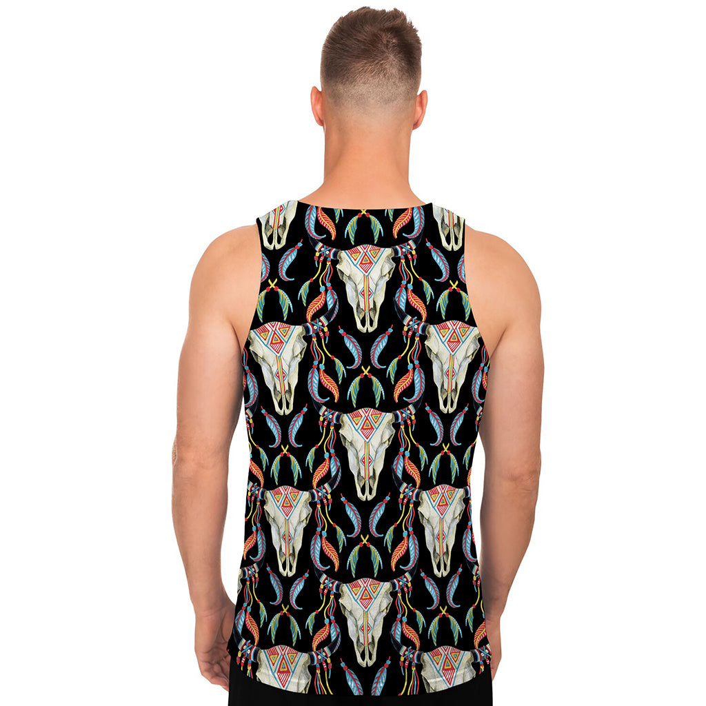 Native Buffalo Pattern Print Men's Tank Top