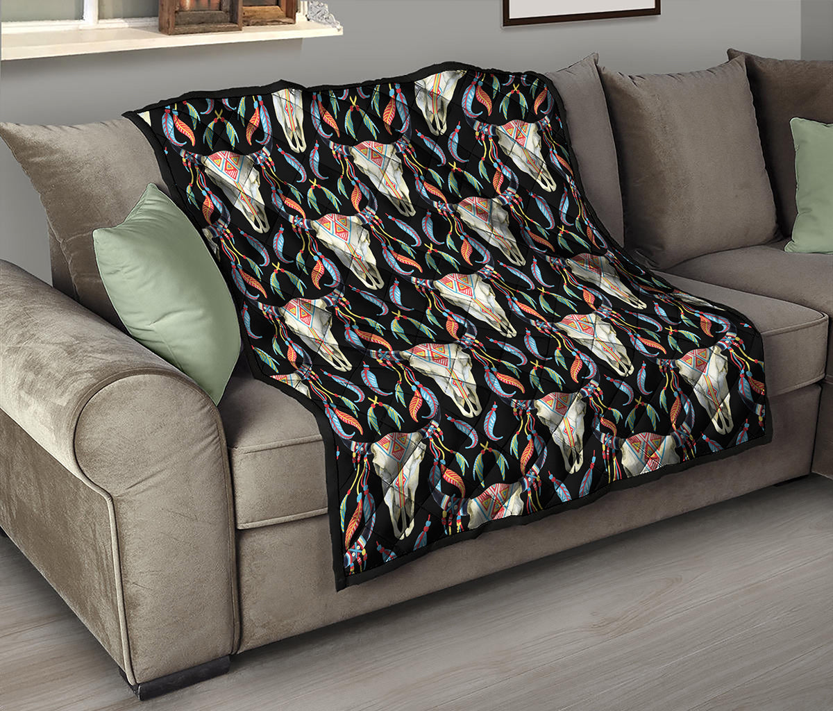 Native Buffalo Pattern Print Quilt