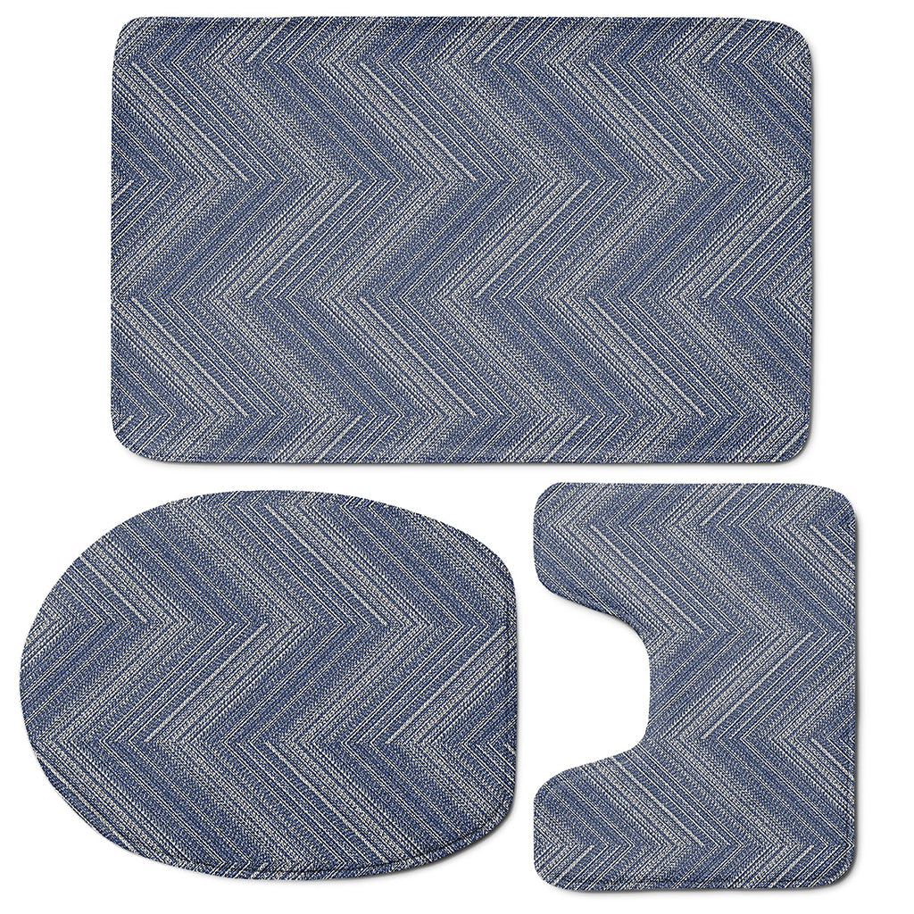 Native Denim Jeans Pattern Print 3 Piece Bath Mat Set