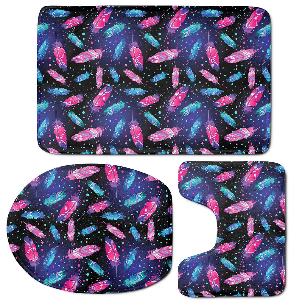 Native Feather Pattern Print 3 Piece Bath Mat Set