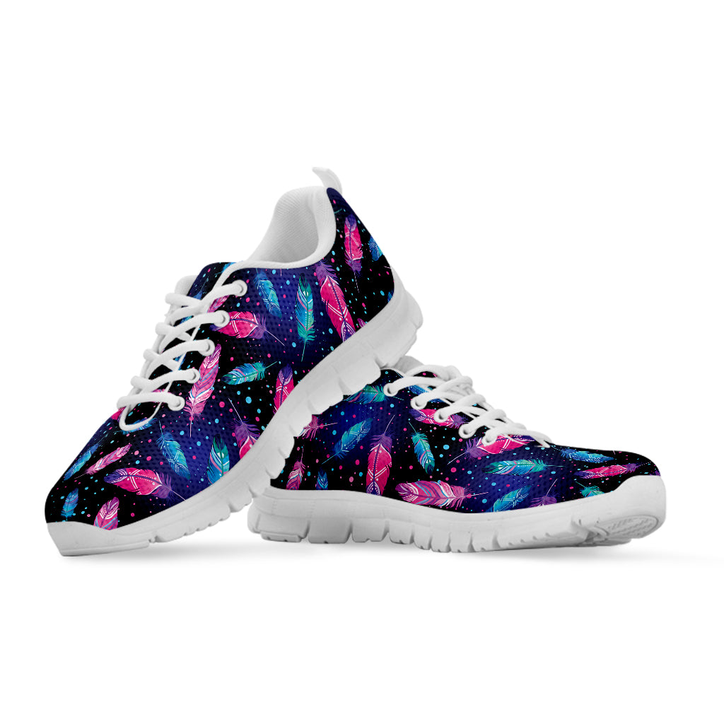 Native Feather Pattern Print White Sneakers