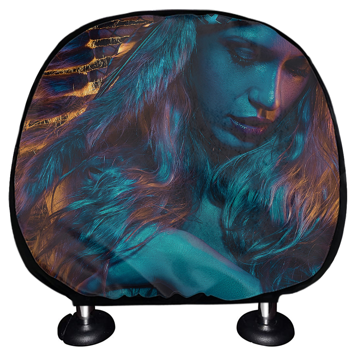 Native Indian Girl Portrait Print Car Headrest Covers
