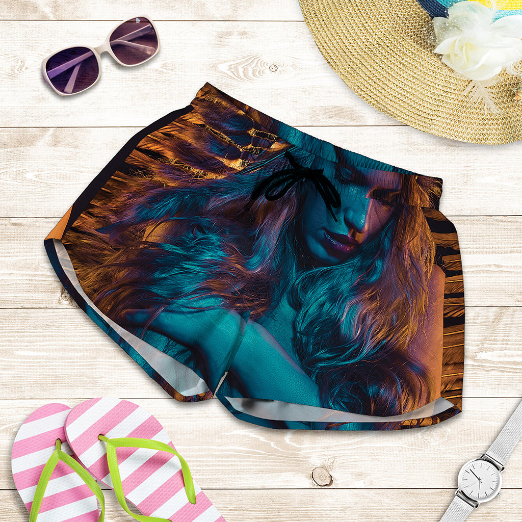 Native Indian Girl Portrait Print Women's Shorts