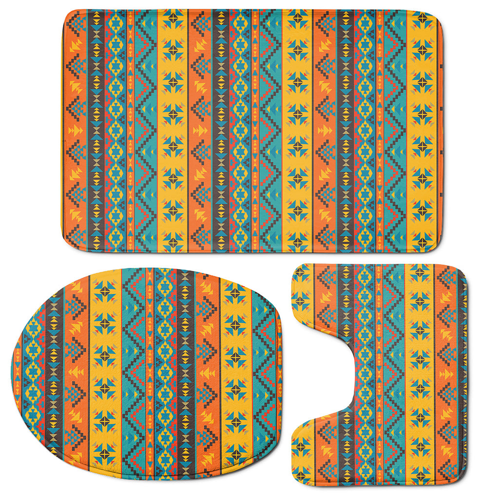 Native Indian Inspired Pattern Print 3 Piece Bath Mat Set