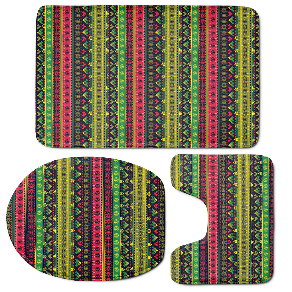 Native Indian Tribal Pattern Print 3 Piece Bath Mat Set