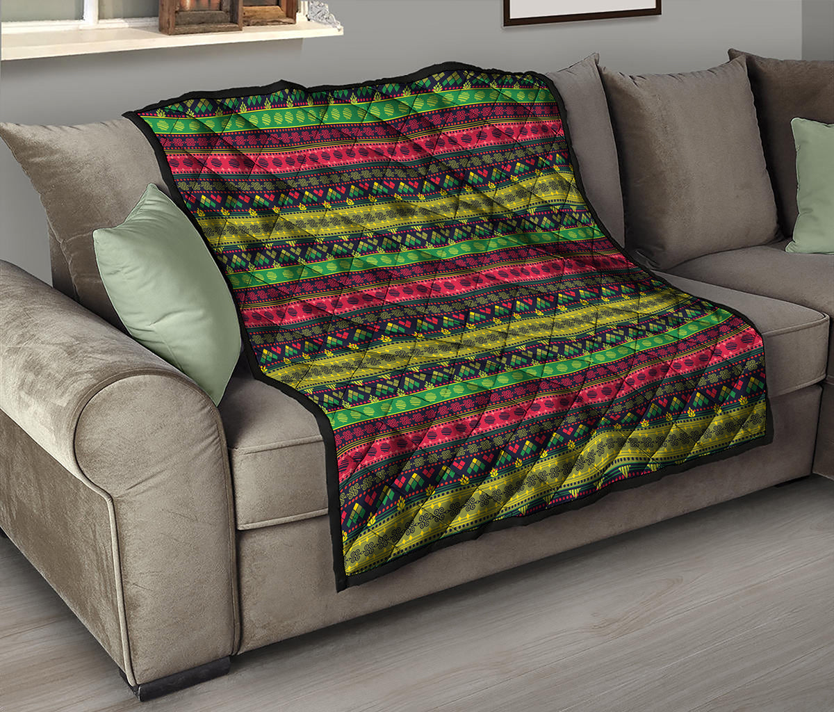 Native Indian Tribal Pattern Print Quilt