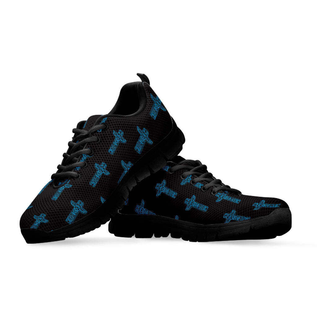 Native Totem Pattern Print Black Sneakers