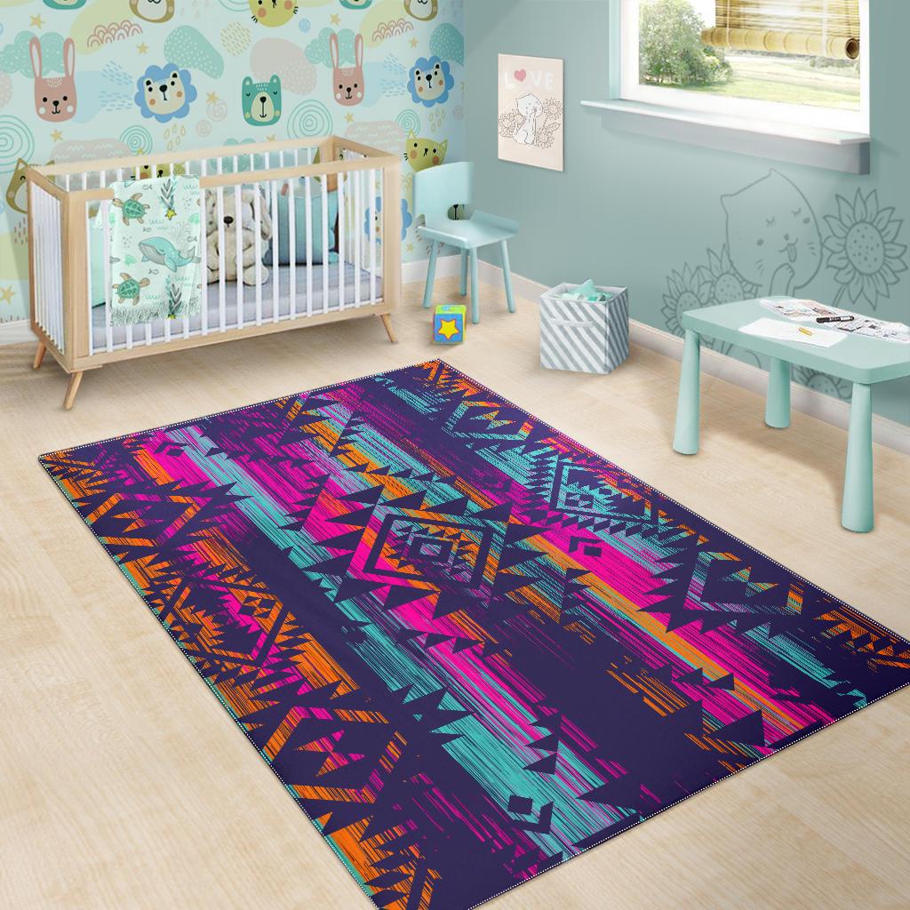 Native Tribal Aztec Pattern Print Area Rug GearFrost