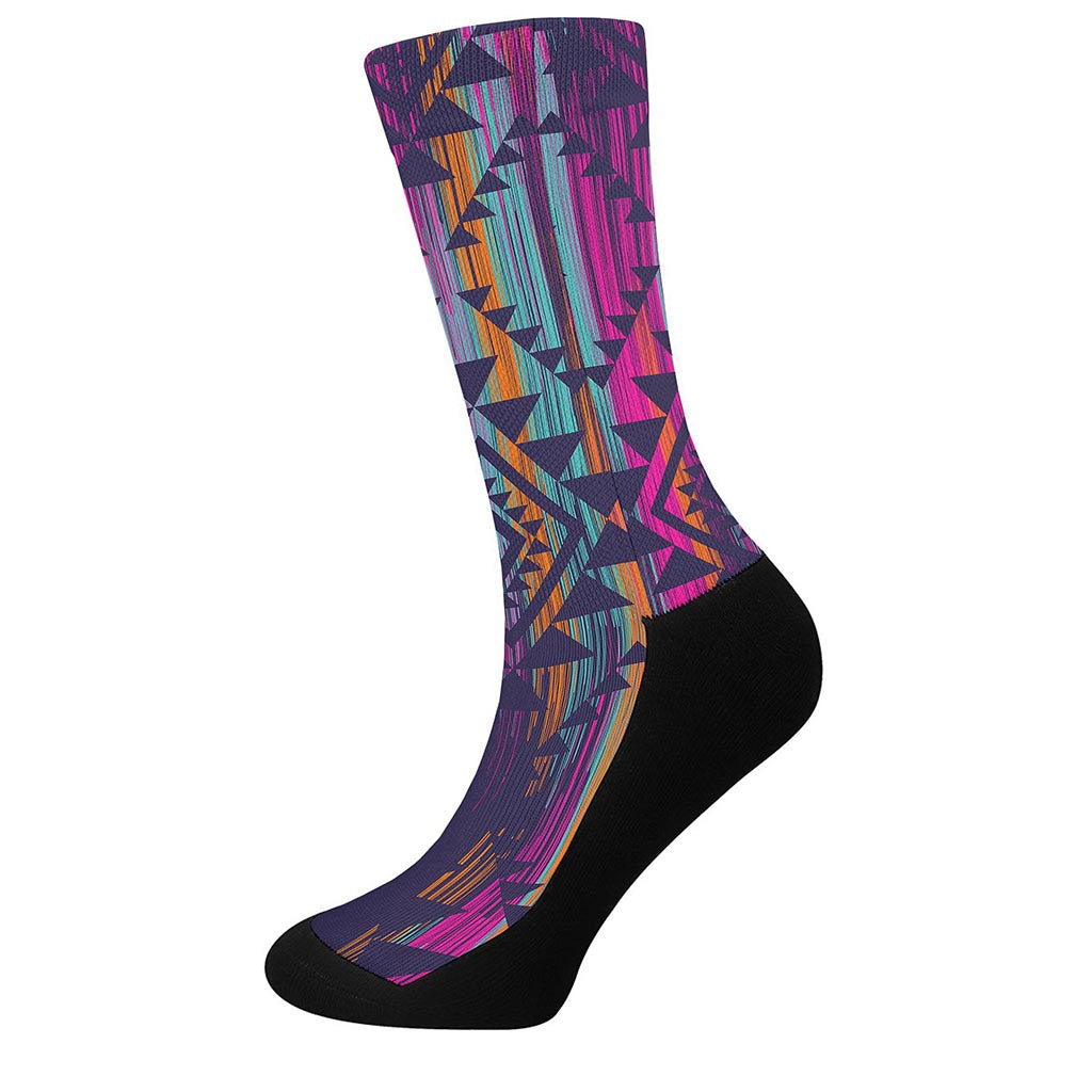 Native Tribal Aztec Pattern Print Crew Socks
