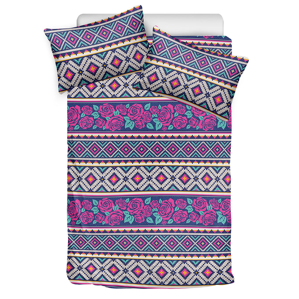 Native Tribal Ethnic Rose Pattern Print Duvet Cover Bedding Set