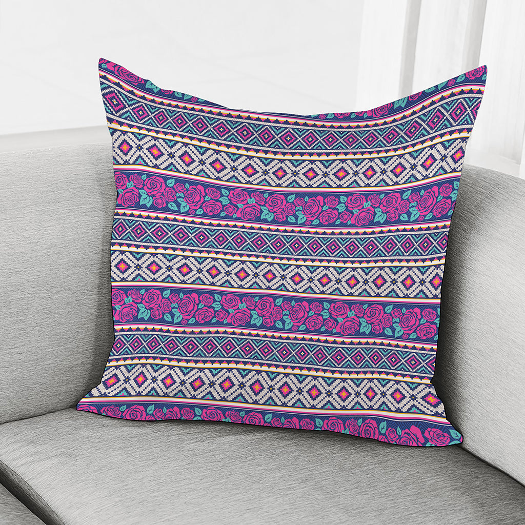 Native Tribal Ethnic Rose Pattern Print Pillow Cover