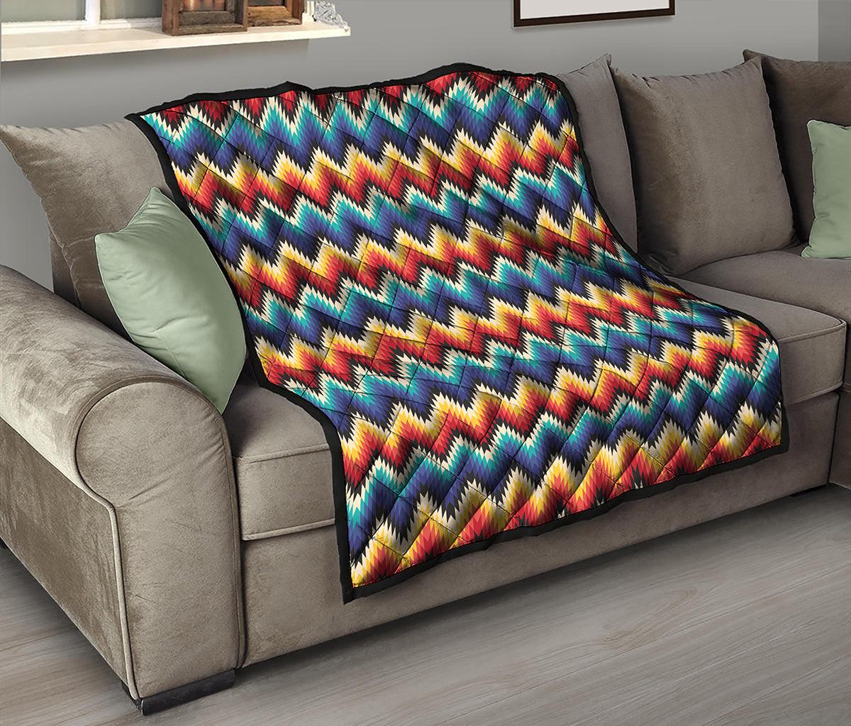 Native Tribal Inspired Pattern Print Quilt