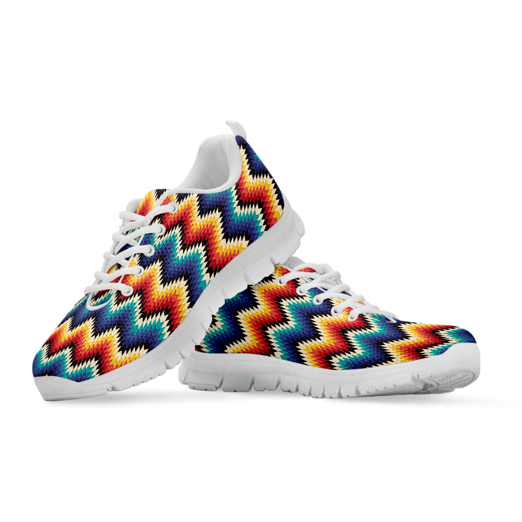 Native Tribal Inspired Pattern Print White Sneakers