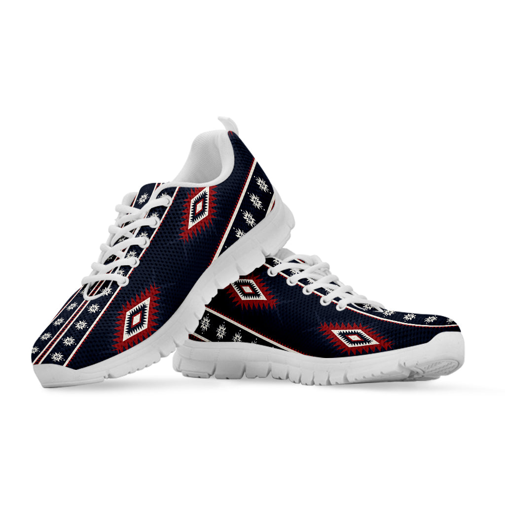 Native Tribal Navajo Pattern Print White Sneakers
