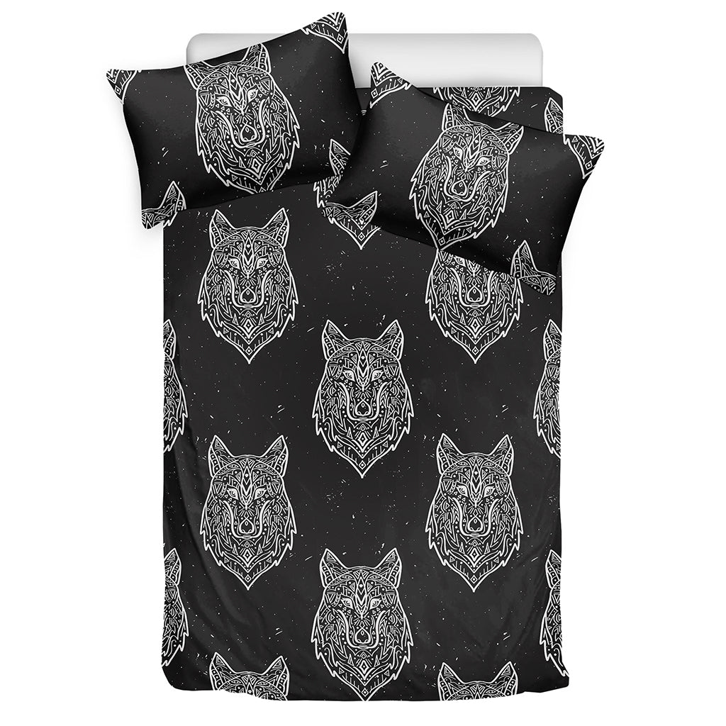 Native Tribal Wolf Pattern Print Duvet Cover Bedding Set