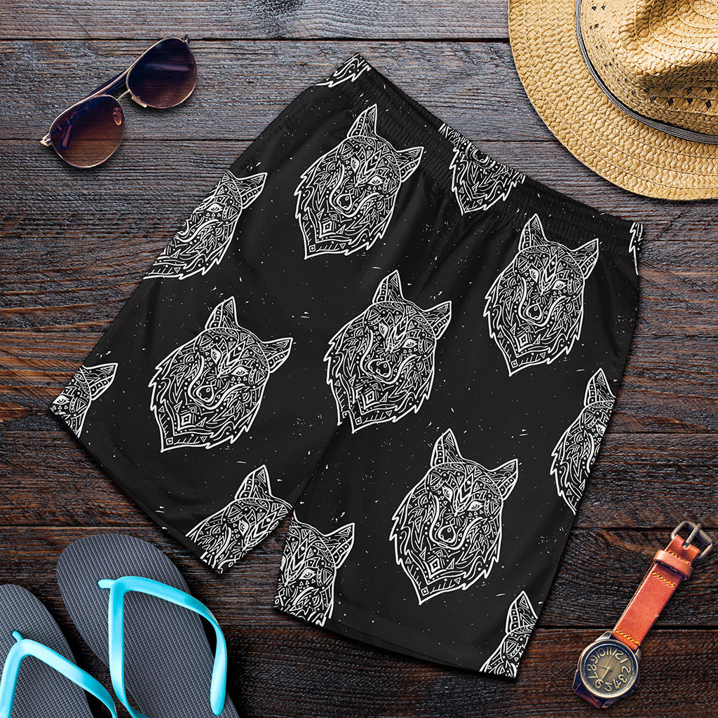 Native Tribal Wolf Pattern Print Men's Shorts