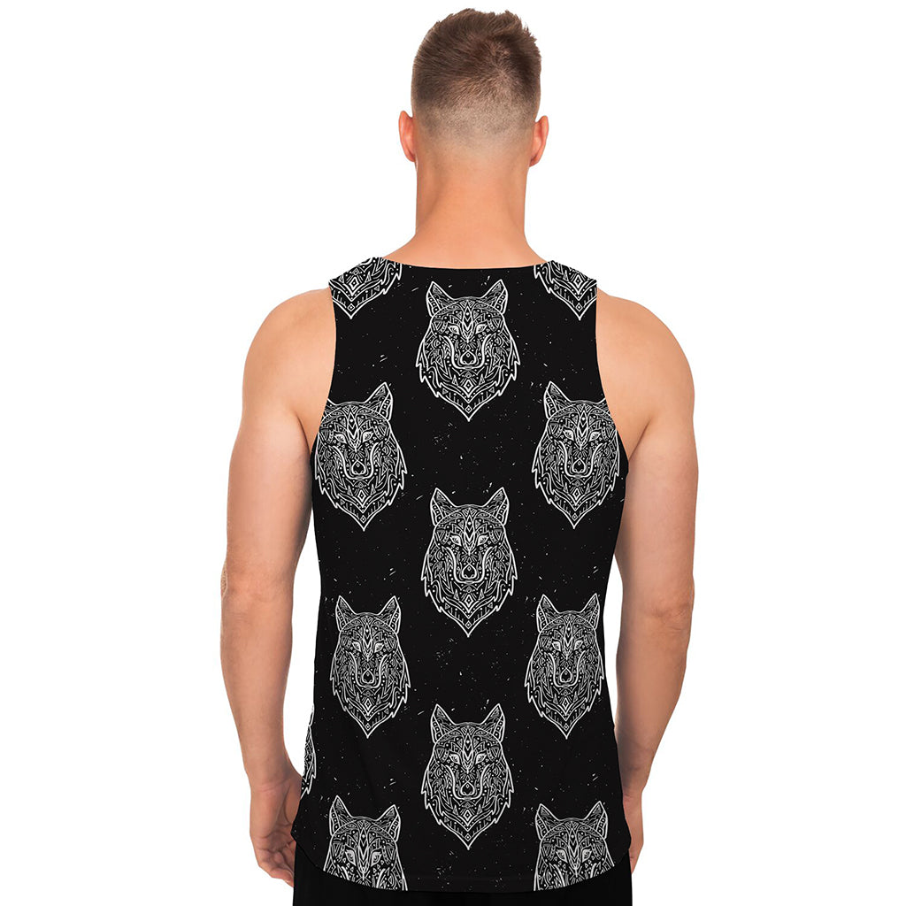 Native Tribal Wolf Pattern Print Men's Tank Top