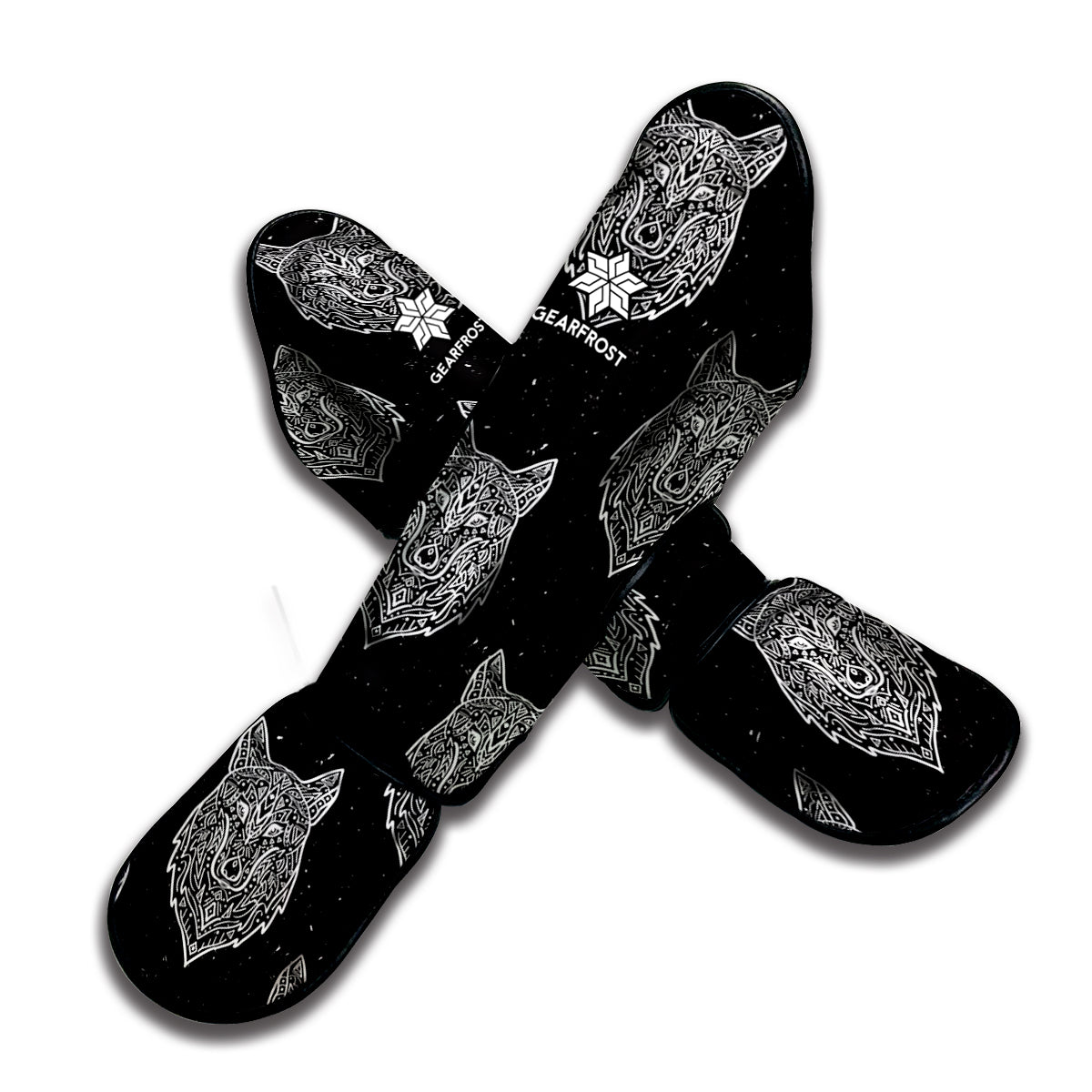 Native Tribal Wolf Pattern Print Muay Thai Shin Guard