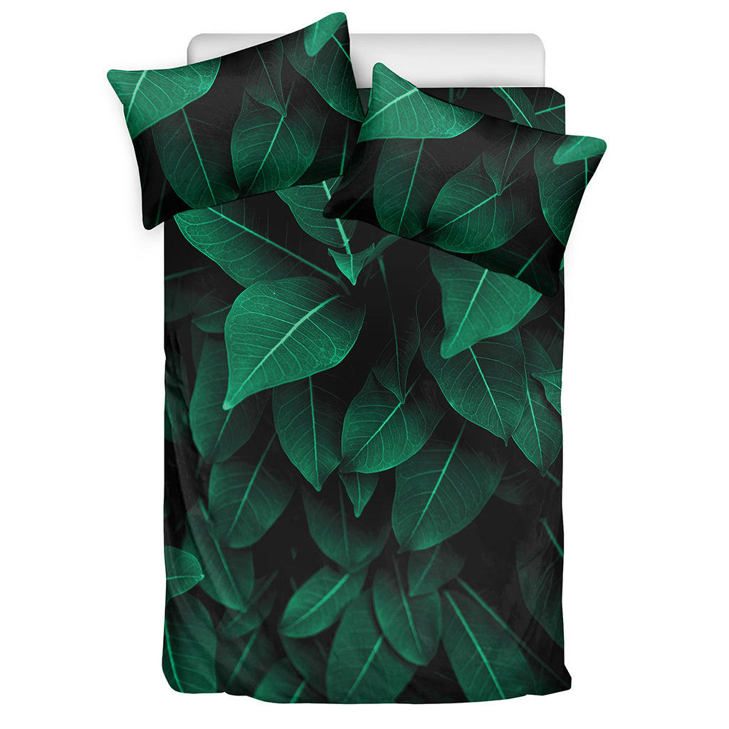 Natural Green Leaf Print Duvet Cover Bedding Set