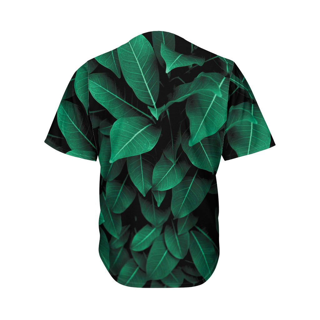 Natural Green Leaf Print Men's Baseball Jersey