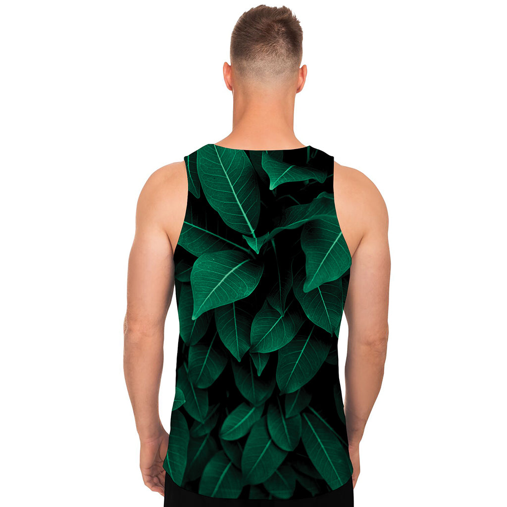 Natural Green Leaf Print Men's Tank Top