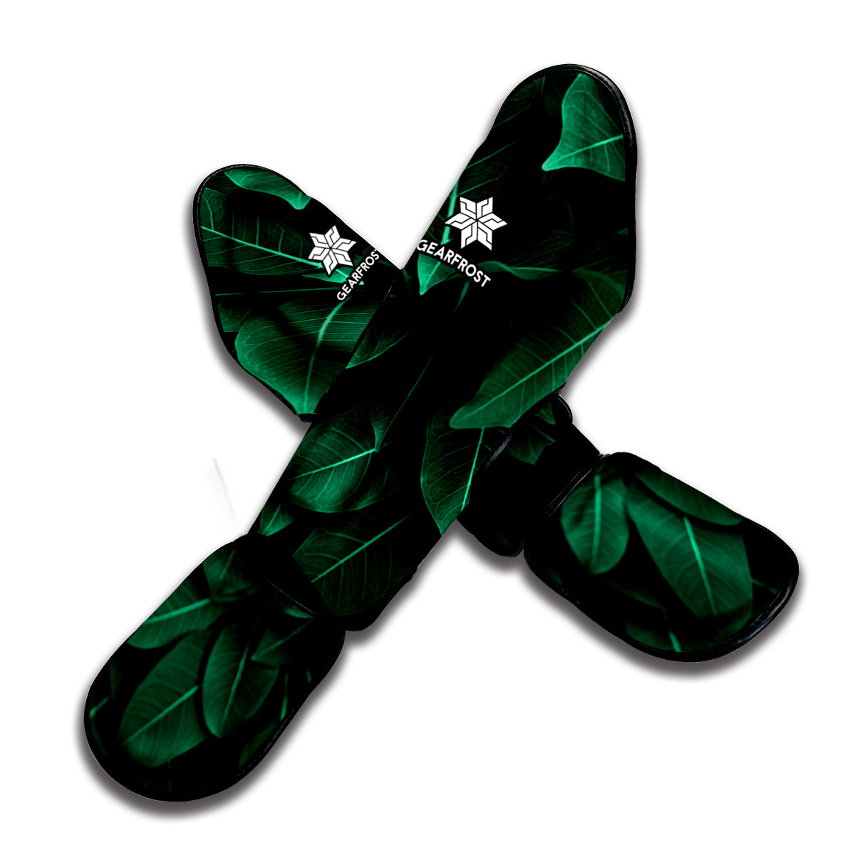 Natural Green Leaf Print Muay Thai Shin Guard