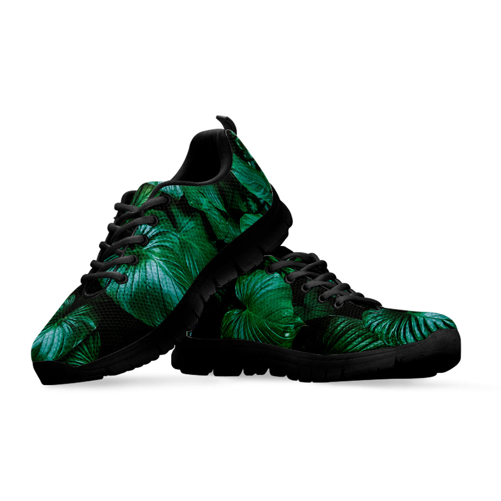 Natural Tropical Leaf Print Black Sneakers
