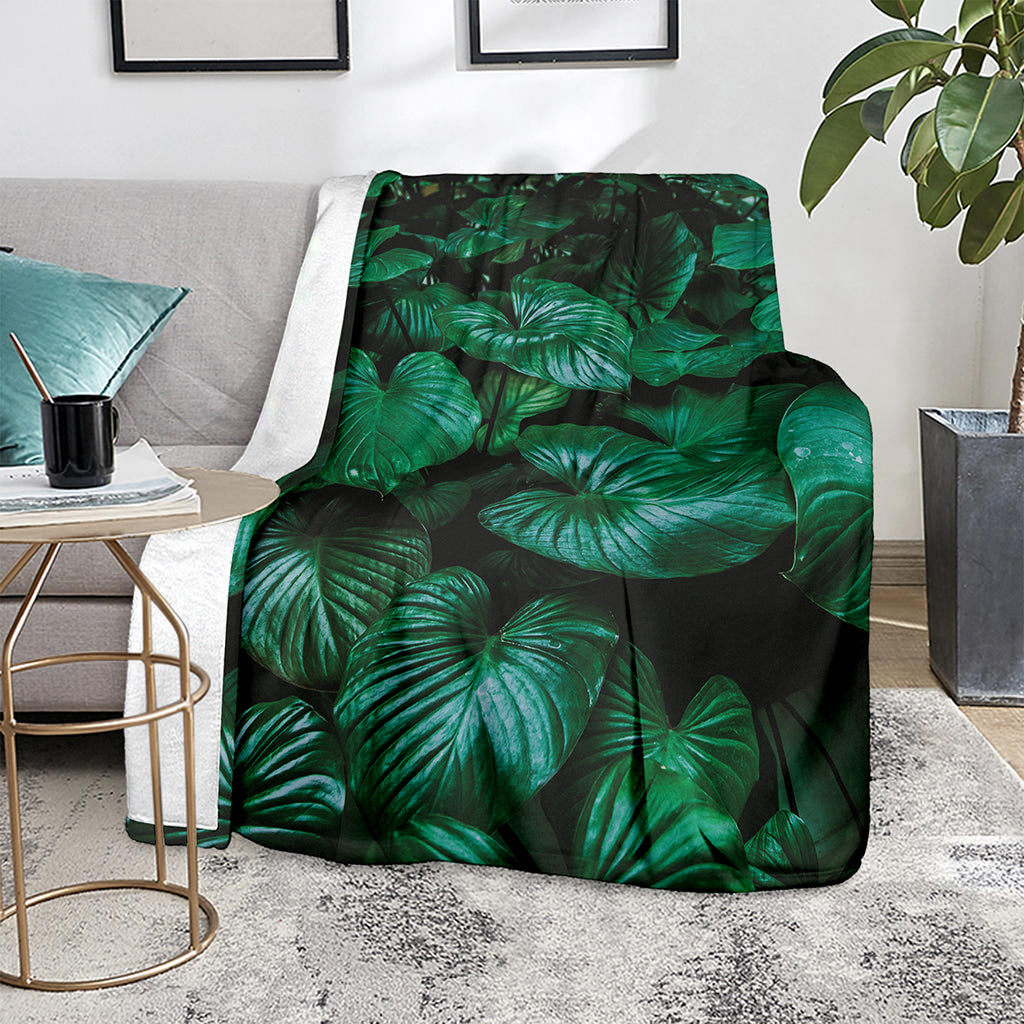Natural Tropical Leaf Print Blanket