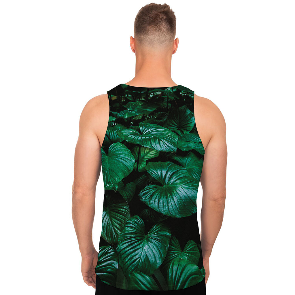 Natural Tropical Leaf Print Men's Tank Top