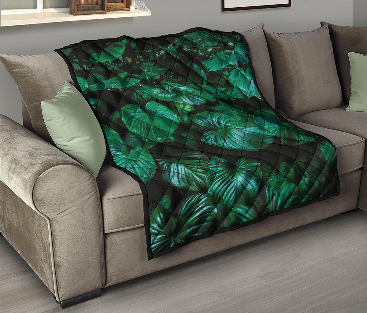 Natural Tropical Leaf Print Quilt