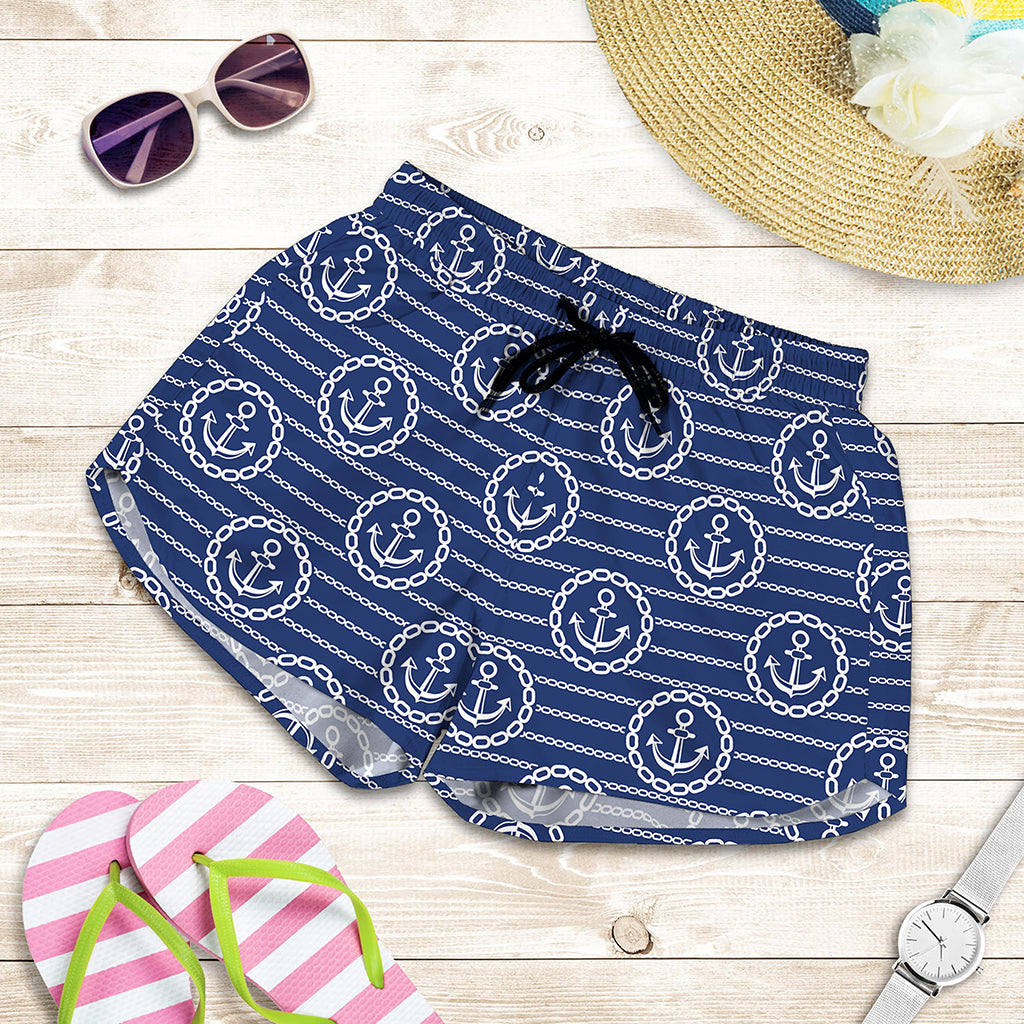 Nautical Anchor Pattern Print Women's Shorts