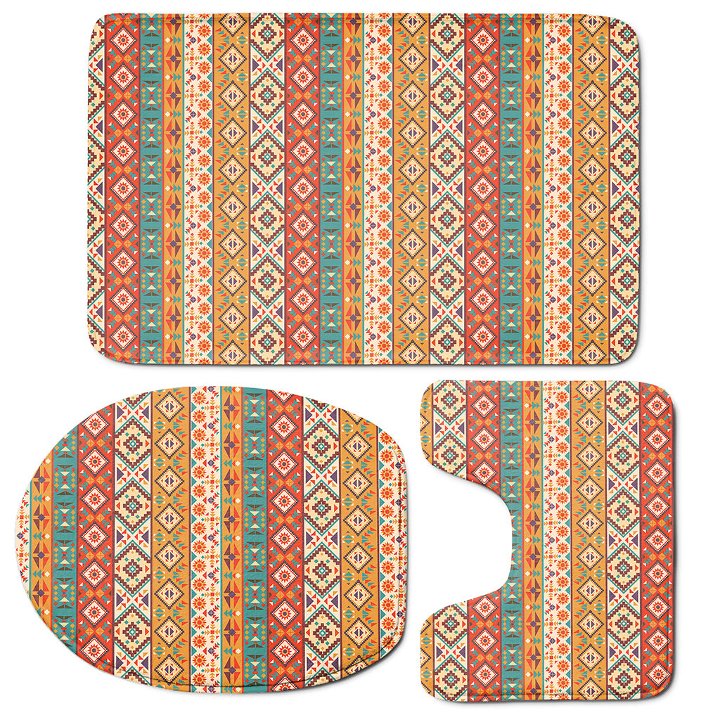 Navajo Native Pattern Print 3 Piece Bath Mat Set