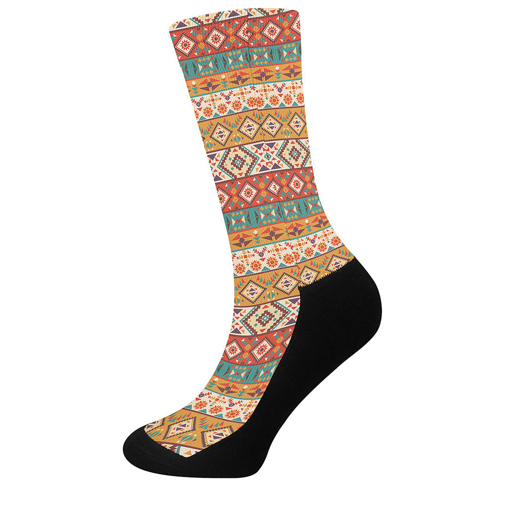 Navajo Native Pattern Print Crew Socks