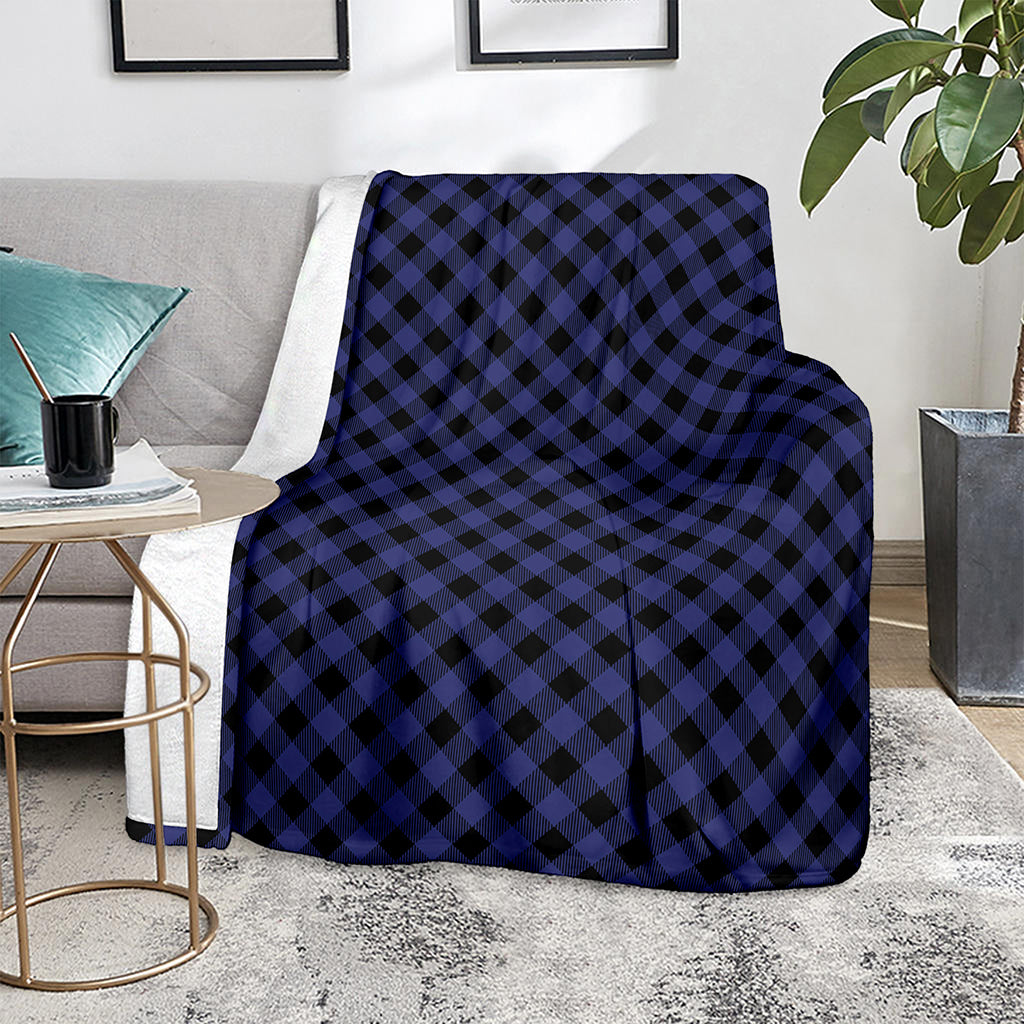 Navy And Black Buffalo Plaid Print Blanket