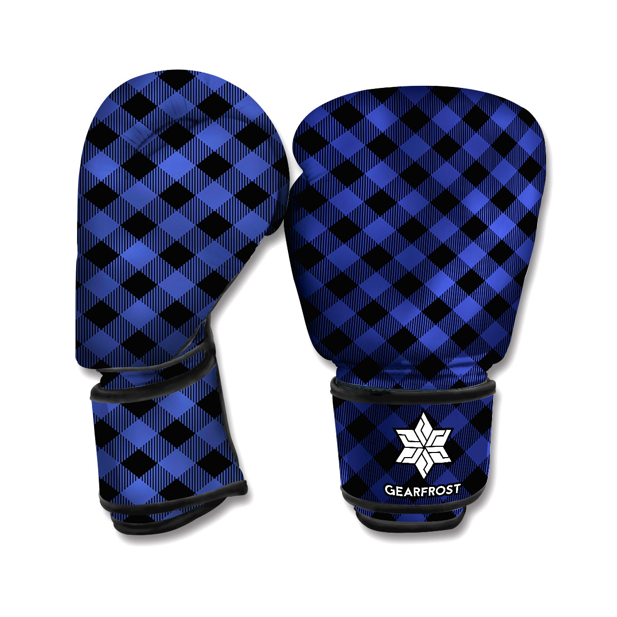 Navy And Black Buffalo Plaid Print Boxing Gloves