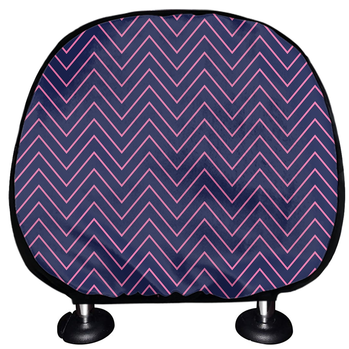 Navy And Pink Zigzag Pattern Print Car Headrest Covers