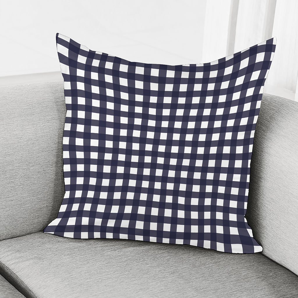 Navy And White Check Pattern Print Pillow Cover