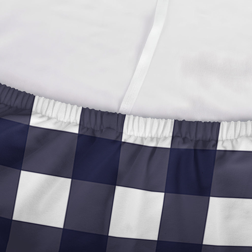 Navy And White Check Pattern Print Sofa Cover