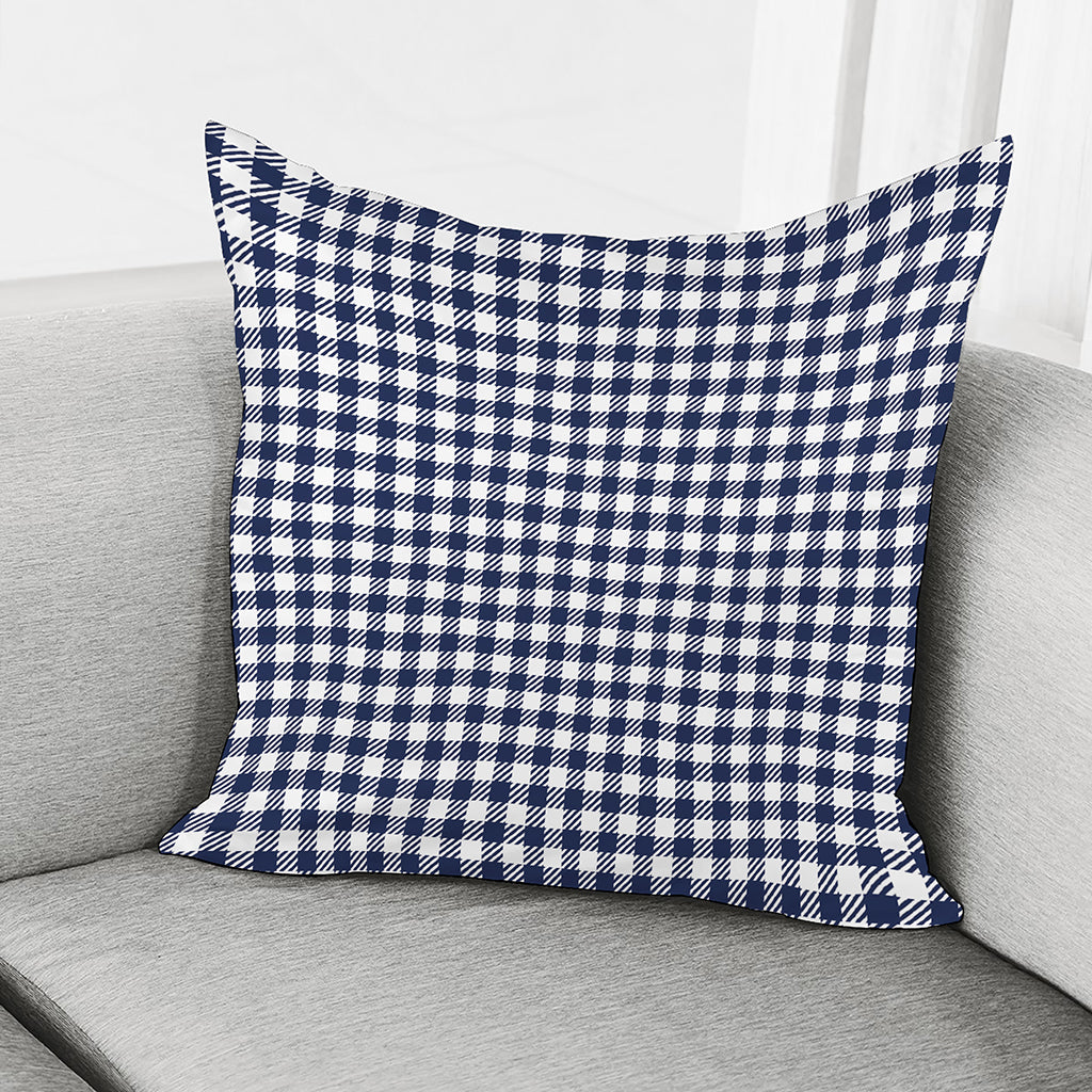 Navy And White Gingham Pattern Print Pillow Cover