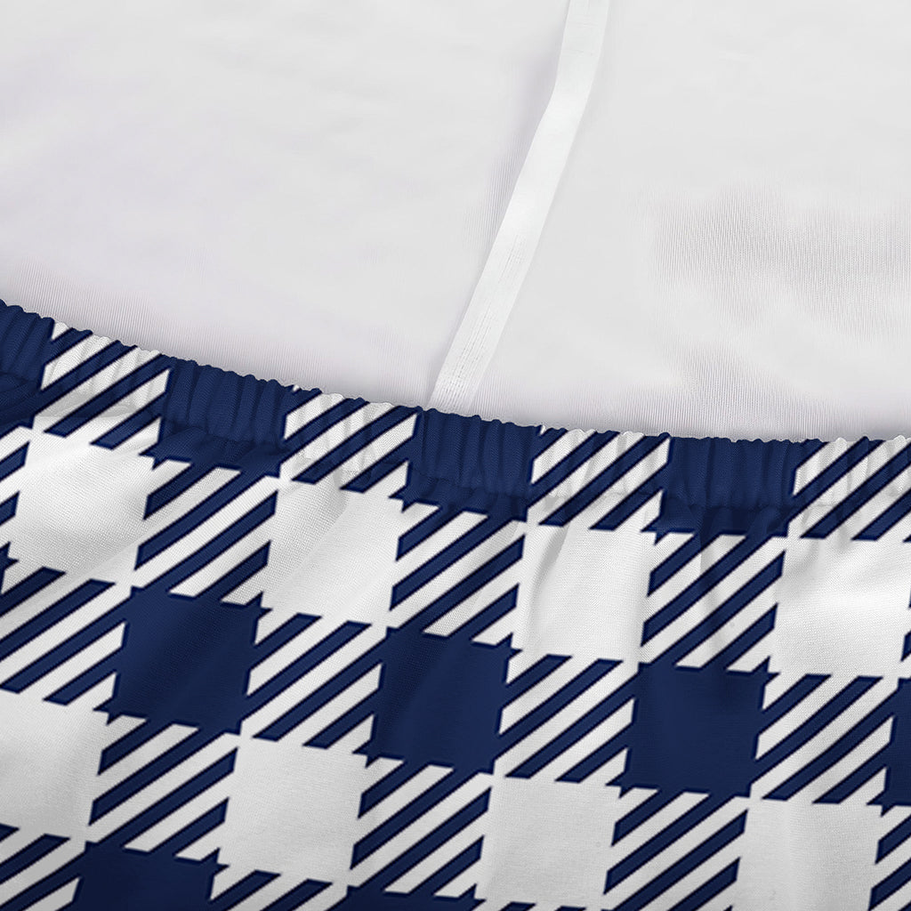 Navy And White Gingham Pattern Print Sofa Cover