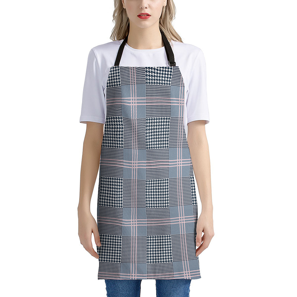 Navy And White Glen Plaid Print Apron