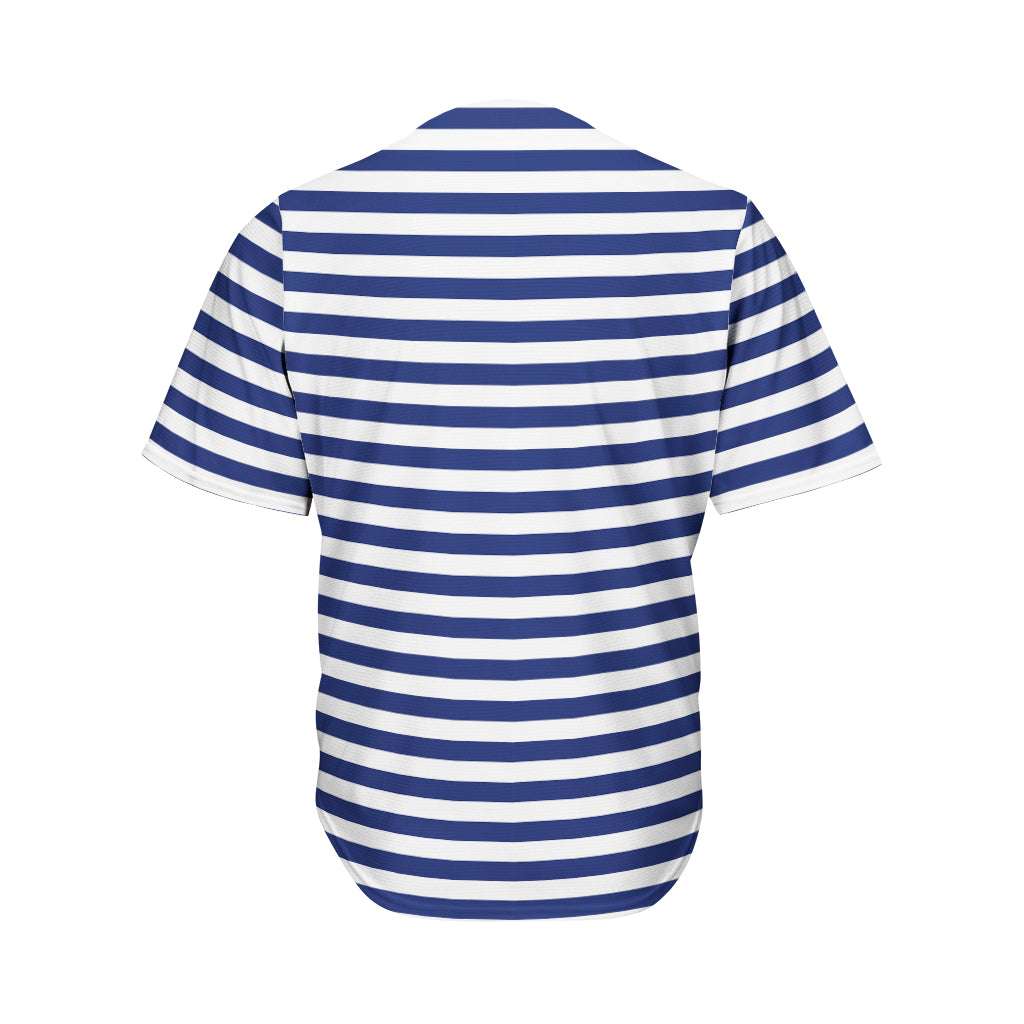 Navy And White Striped Pattern Print Men's Baseball Jersey