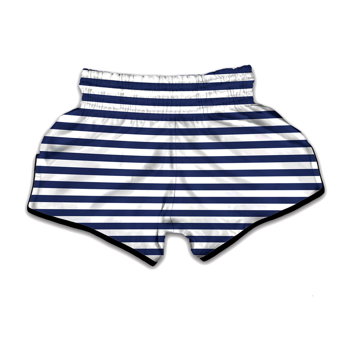 Navy And White Striped Pattern Print Muay Thai Boxing Shorts