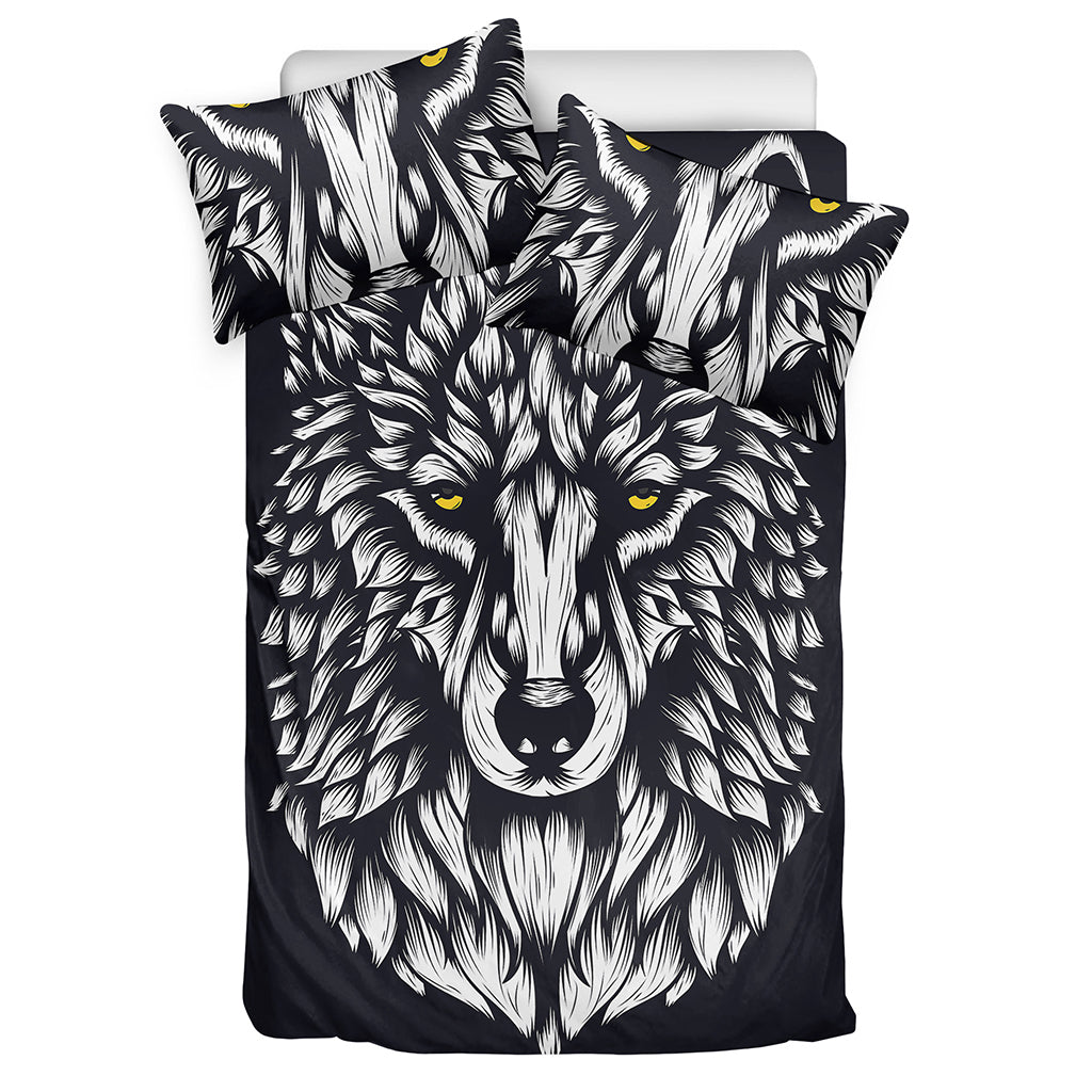 Navy And White Wolf Print Duvet Cover Bedding Set