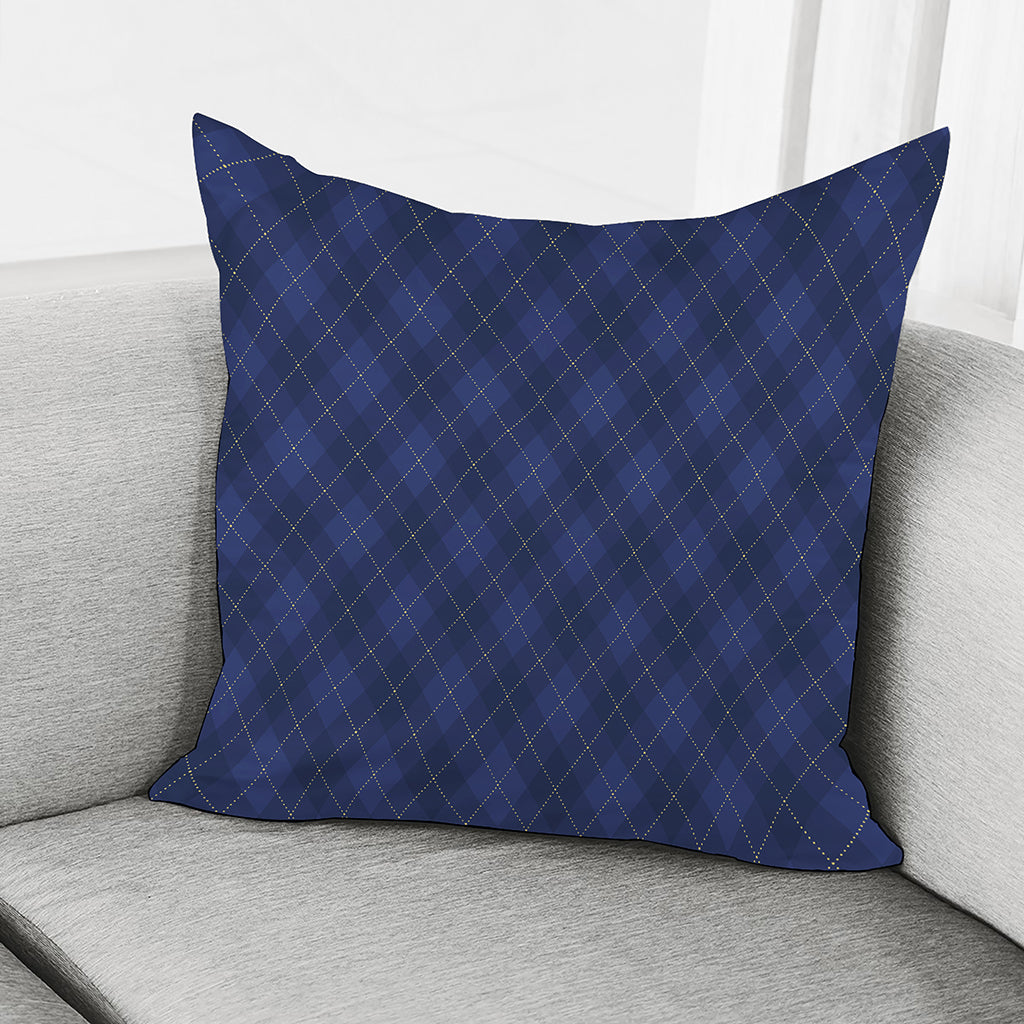 Navy Blue Argyle Pattern Print Pillow Cover