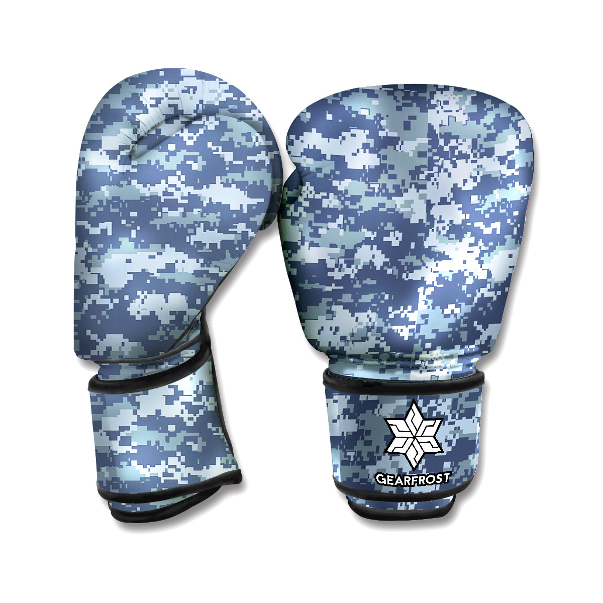 Navy Digital Camo Pattern Print Boxing Gloves