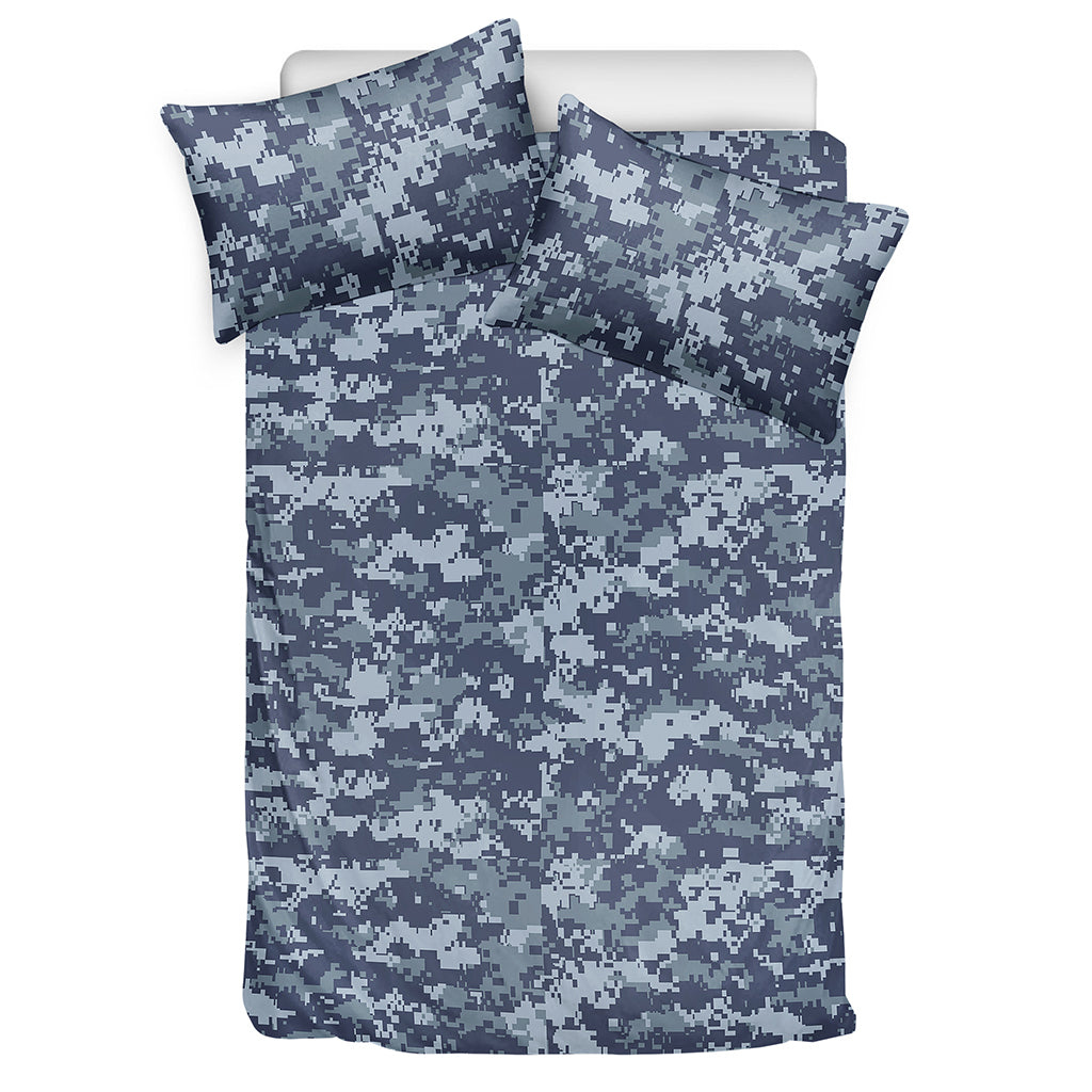 Navy Digital Camo Pattern Print Duvet Cover Bedding Set